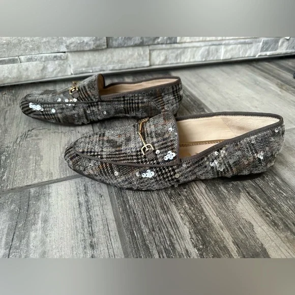Sam Edelman  Loraine Sequin Plaid  Preppy Academia Loafers wi Gold Accent, Sz 9M - Picture 6 of 14